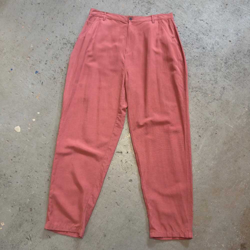 VTG Orvis Womens 100% Silk High Waisted Tapered Pants Salmon Pink Size 16